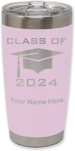 Vista 25 de LaserGram Vaso aislado al vacío de 20 onzas, grado de tapa clase de 2024, 2025, 2026, 2027, 2028, grabado personalizado incluido (negro)