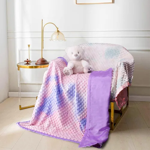Vista 5 de Manta de satén sedoso para niñas con tela Minky de teñido anudado único con respaldo sedoso de seda suave de lujo para niños pequeños para dormir
