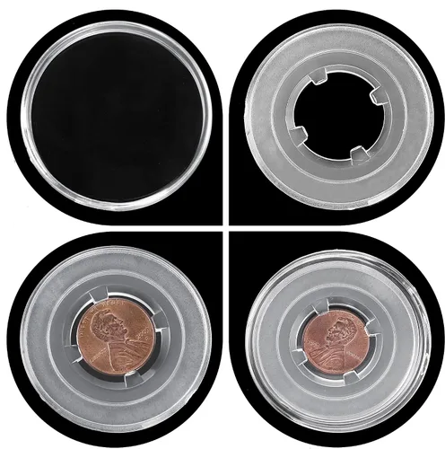 Vista 3 de Cápsulas de monedas con 4 bolsillos posicionamiento almohadillas flotantes coleccionista para Lincoln Cent/Penny/Canadian 1 Cents/Euro 2 Cents 6