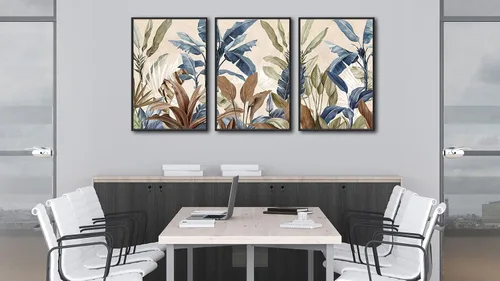 Vista 9 de Arte de Pared Botánico Enmarcado Grande - Decoración de Pared de Hojas Tropicales 16"x24" Juego de 3 Impresiones de Arte Bohemio Beige Pintura