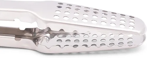 Vista 7 de Pinzas para barbacoa de acero inoxidable 18/0 de 9 pulgadas con mango ergonómico de madera de roble real para cocinar, accesorio duradero