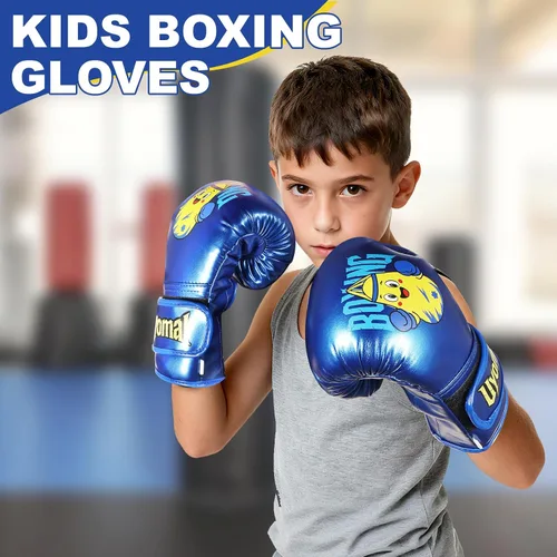 Vista 2 de Juego de guantes de boxeo para niños y niñas de 3-5-8-12 años, guantes de entrenamiento y entrenamiento juvenil para saco de boxeo, kickboxing, MMA