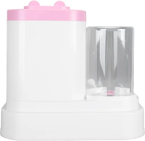 Vista 6 de Juego de comedero y dispensador de agua para mascotas, dispensador automático desmontable de agua de alimentos para gatos con ventana transparente