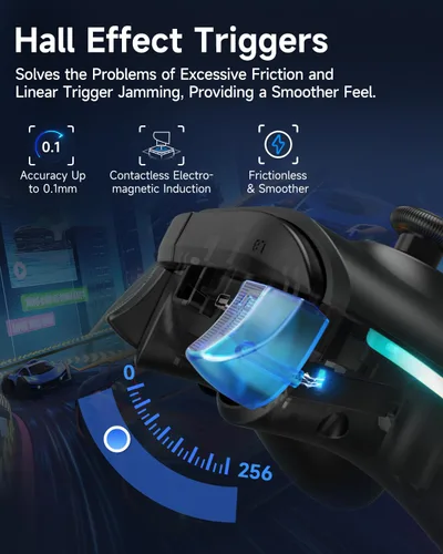 Vista 6 de EasySMX X15 PC Controller - Enhanced Wireless Bluetooth Controller with Hall Joysticks/Hall Triggers/RGB Lighting - No Stick Drift, No Dead Zone