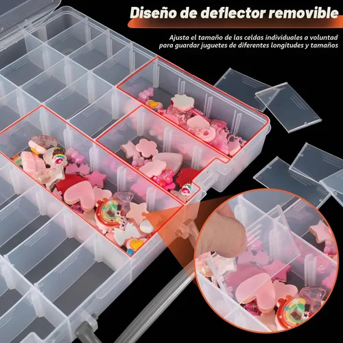 Vista 2 de Caja organizadora grande de plástico transparente de 48 rejillas con Transparente: 1 unidad