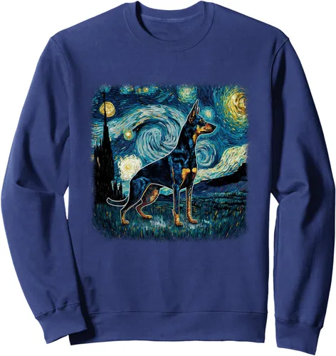 Vista 6 de Perro en la noche estrellada van gogh Dobie minpin Doberman Pinscher Sudadera, Negro