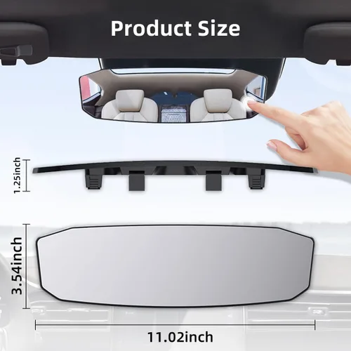 Vista 2 de Ziciner Espejo Retrovisor para Automóvil, Espejo Retrovisor Panorámico de Ángulo Amplio Interior con Clip de 11'', Espejo Extendido Antirreflejo
