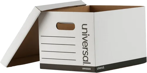 Vista 6 de Universal Basic-Duty Cajas de almacenamiento de discos económicos, paquete de 10, archivos de cartas/legales, 12 x 15 x 10 pulgadas, color blanco
