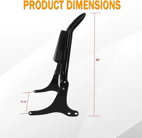 Vista 2 de Respaldo Negro Sissy Bar para Pasajero Almohadilla Trasera Compatible con Harley Davidson Touring 97-08 Road King Electra Glide Street Glide Back