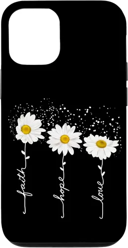 Vista 27 de Funda para iPhone 14 Pro Max Faith Hope Love para regalo, diseño de margaritas blancas