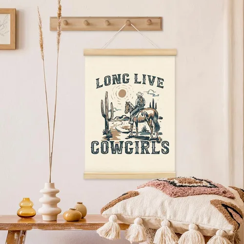 Vista 2 de BIWSHA Long Live Cowgirls - Marco para colgar pósteres, impresiones artísticas de pared de vaquera occidental, regalos de vaquera, decoración