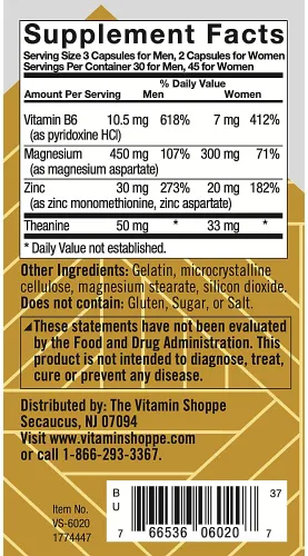 Vista 3 de True Athlete ZMA + L - Cápsulas de teanina, zinc, magnesio y vitamina B6 suplemento para hombres y mujeres activos, apoya la recuperación