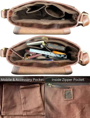 Vista 6 de RUSTIC TOWN Bolso cruzado de cuero para mujer