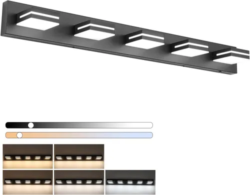 Vista 18 de SineRise - Lámparas LED modernas para tocador de baño (4 luces, 30 pulgadas) (5CCT, regulables), lámparas modernas de pared para baño de acrílico