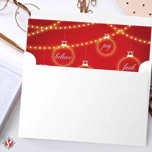 Vista 6 de Tarjetas de felicitación 2026 "Happy Holidays, Love, Faith, Hope, Joy, Believe" - Felicidades de Navidad y Año Nuevo, invitaciones, tarjetas