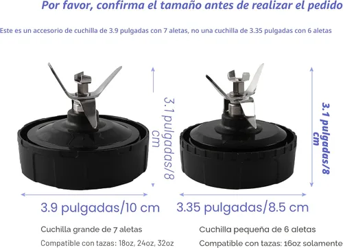 Vista 2 de 1 paquete de conjunto de cuchillas extractoras de 7 aletas para licuadora Ninja, cuchilla para licuadora Ninja, piezas de repuesto compatibles