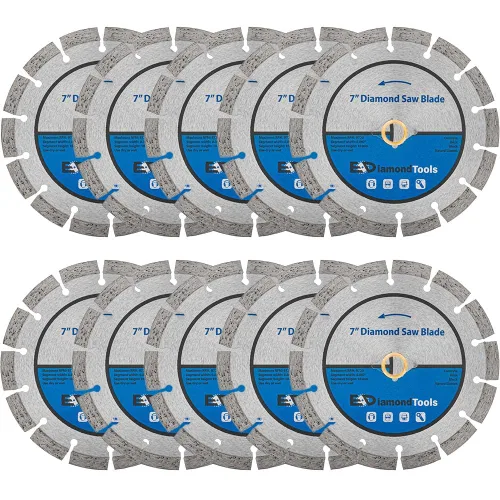 Vista 12 de Hoja de sierra segmentada de diamante de 4" para hormigón, ladrillo, bloque y mampostería Altura del segmento de 0.394 in, eje de 7/8"-5/8", grano