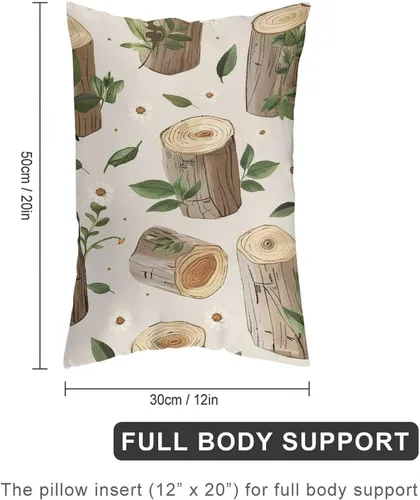 Vista 2 de Pillowcases Set of 2 Pillow Shams Breathable Soft Pillow Covers with Envelope Closure Birch Stump Pattern Pillowcases Standard Size 12 "x20 Cooling