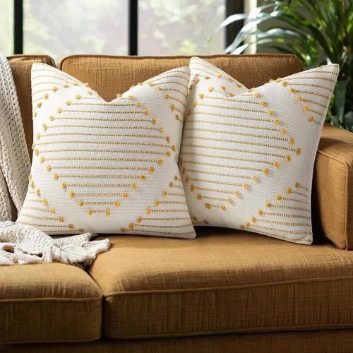 Vista 13 de Mecatny Juego de 2 fundas de almohada bohemias de verano para exteriores, 16 x 16 pulgadas, fundas de almohada decorativas para sofá, sala de estar