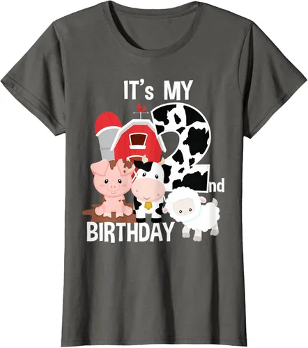 Vista 58 de Camiseta para fiesta de 2 años con texto en inglés "It's My 2nd Birthday", Negro