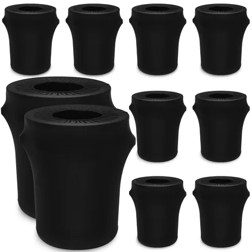 Vista 17 de Tanlade Cubierta elástica para cubo de basura de 32 galones, contenedor de residuos de spandex para exteriores, negro, 1 unidad