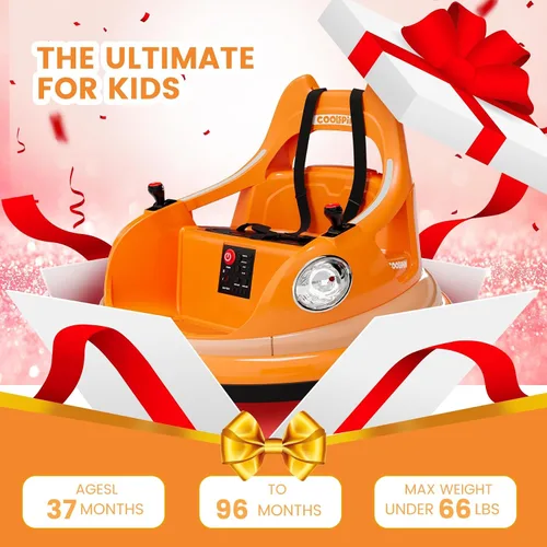 Vista 3 de 12V niños parachoques coche paseo en juguete con control remoto 360 Spin Naranja