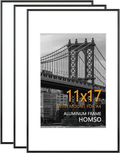 Vista 21 de Homso Marco de póster A1 en color negro, tablero fino de metal A1 con plexiglás acrílico para fotos A2 con paspartú o 23.4 x 33.1 pulgadas sin