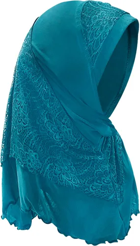 Vista 6 de Hijab musulmán instantáneo de una pieza para la cabeza, bufanda islámica, cubierta completa, turbante de encaje, gorro de chal