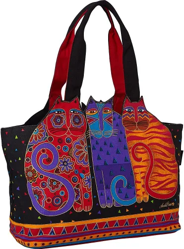 Vista 2 de Feline Friends Cats - Bolso grande con hombros recortados, color negro, Negro -, Bolso