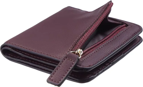 Vista 7 de Gostwo - Cartera compacta de piel genuina de lujo para mujer con bloqueo de RFID y ventana de identificación