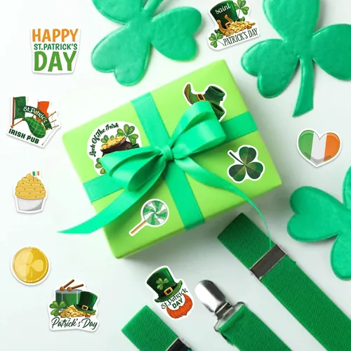 Vista 6 de 309 calcomanías temáticas del día de San Patricio, calcomanías de trébol para niños, manualidades irlandesas del día de San Patricio para niños