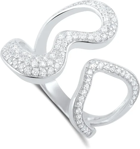 Vista 2 de Anillo de plata de ley con diamantes de imitación y corazón abierto (tamaño 4-9)