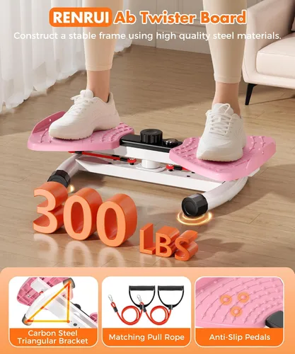 Vista 2 de Waist Twister Machine Exercise Fitness Tool, Ab Twister Board with the Smart LED Digital Monitor, 300lbS Capacity & 20dB Ultra-Quiet, Anti-Slip Home