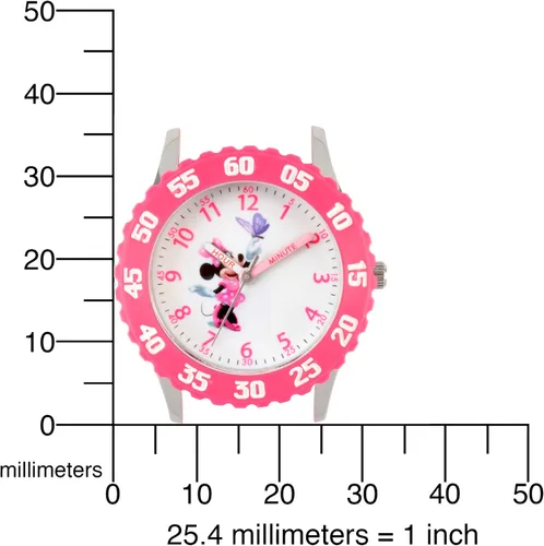 Vista 5 de Disney Minnie Mouse - Reloj analógico con correa de nailon para niños, Rosado, Relojes para niños