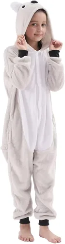 Vista 3 de Disfraz de animal de forro polar para niños y niñas, disfraz de Halloween con capucha