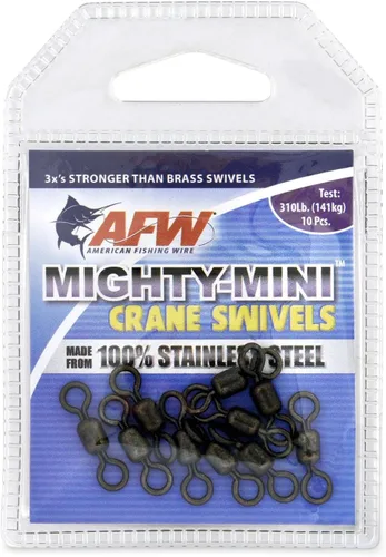 Vista 15 de AFW American Fishing Wire Fishing Swivels - Mighty Mini 100% Stainless Steel Crane Swivels, 3X Stronger Than Brass, for Terminal Tackle Box, Up to