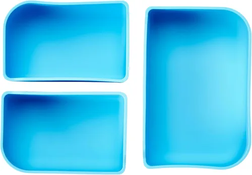 Vista 3 de LunchBots Build a Bento - Lonchera dividida de silicona platino de 28 onzas, color azul Azul solido