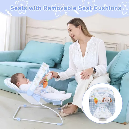 Vista 8 de Bouncer para bebés, asiento hinchable para bebés con música y vibraciones, balancín portátil para recién nacidos