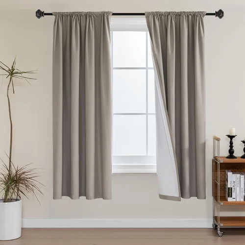 Vista 27 de H.VERSAILTEX Cortinas 100% de opacidad para cocina, con aislamiento térmico, cortinas opacas completas con forro blanco, cortinas de eficiencia