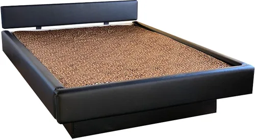 Vista 4 de Strobel Organic Hanover - Cama de agua acolchada completa con colchón Hydro-Support HS303 sin ondas, vinilo negro, tamaño Queen