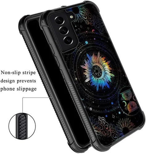 Vista 2 de ZHEGAILIAN Funda compatible con Samsung Galaxy S21, funda de vidrio orgánico para niñas, mujeres y hombres, diseño de cuatro esquinas, antiarañazos