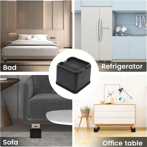Vista 6 de MYMULIKE Paquete de 8 elevadores de cama de gran tamaño, elevadores de muebles resistentes de 4 pulgadas que soportan hasta 6000 libras, bloques