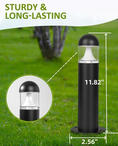 Vista 2 de 2 paquetes de luces de paisaje de bajo voltaje para caminos, luz de bolardo LED de 12V IP67 impermeable, luces cableadas para entrada al aire libre