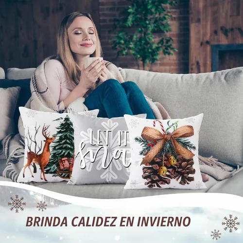 Vista 4 de Peryiter - 9 fundas de almohada de invierno de 18 x 18 pulgadas
