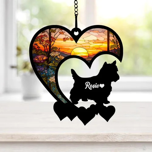 Vista 11 de NAZENTI Atrapasoles personalizado de sabueso afgano, adorno conmemorativo personalizado para la pérdida de mascotas, regalo de condolencia