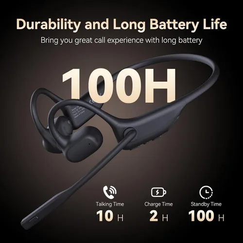 Vista 12 de CXK Auriculares de oreja abierta con micrófono, auriculares inalámbricos con cancelación de ruido AI, Bluetooth 5.3, auriculares Bluetooth