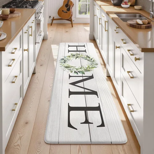 Vista 24 de KIMODE - Alfombra de cocina antifatiga para el piso, de 17.3 x 29 pulgadas, alfombra de cocina de estilo rústico, antideslizante, acolchada
