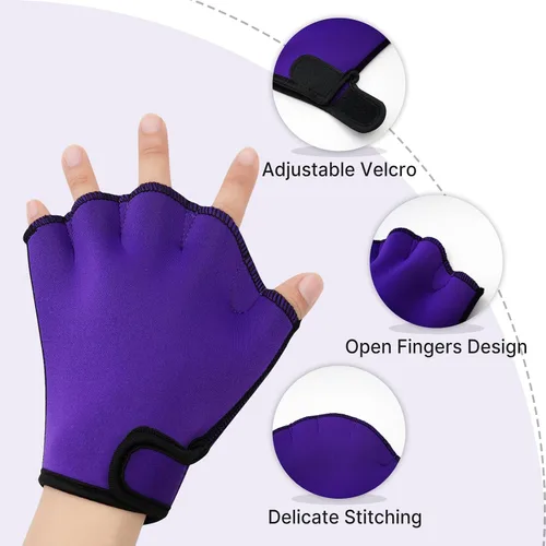 Vista 3 de Guantes de natación con malla acuática – Aumenta el fitness y el entrenamiento, remos de resistencia para hombres, mujeres y niños – Mejora