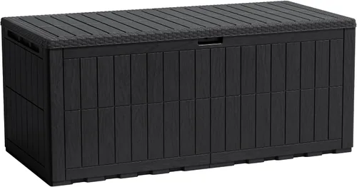 Vista 8 de Flamaker Outdoor Storage Box 80 Gallon Resin Waterproof Deck Box Marrón profundo