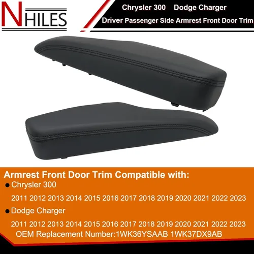 Vista 2 de NHILES Apoyabrazos para lado del conductor izquierdo y lado del pasajero derecho de la puerta delantera Compatible con Chrysler 300 Dodge Charger